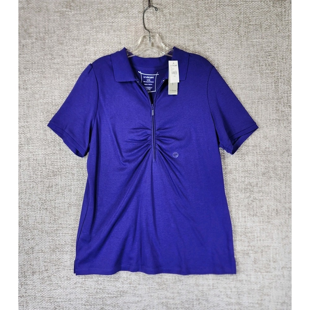Lane Bryant 1/4 Zip Supima Cotton Polo Shirt Womens 14/16 Purple Golf Casual NEW